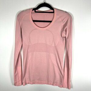 Lululemon Swiftly Tech Long Sleeve‎ Crew Sz 8 Pink Thumbholes Workout Yoga
